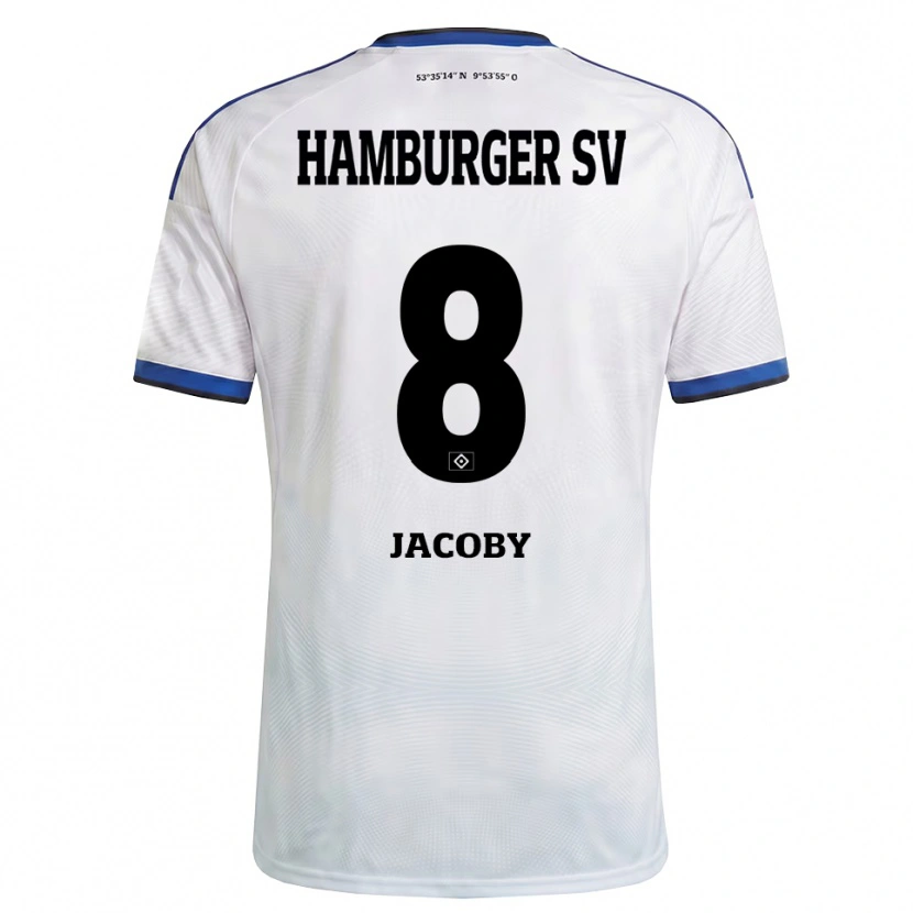 Danxen Enfant Maillot Leandro Jacoby #8 Blanc Noir Bleu Tenues Domicile 2026/27 T-Shirt