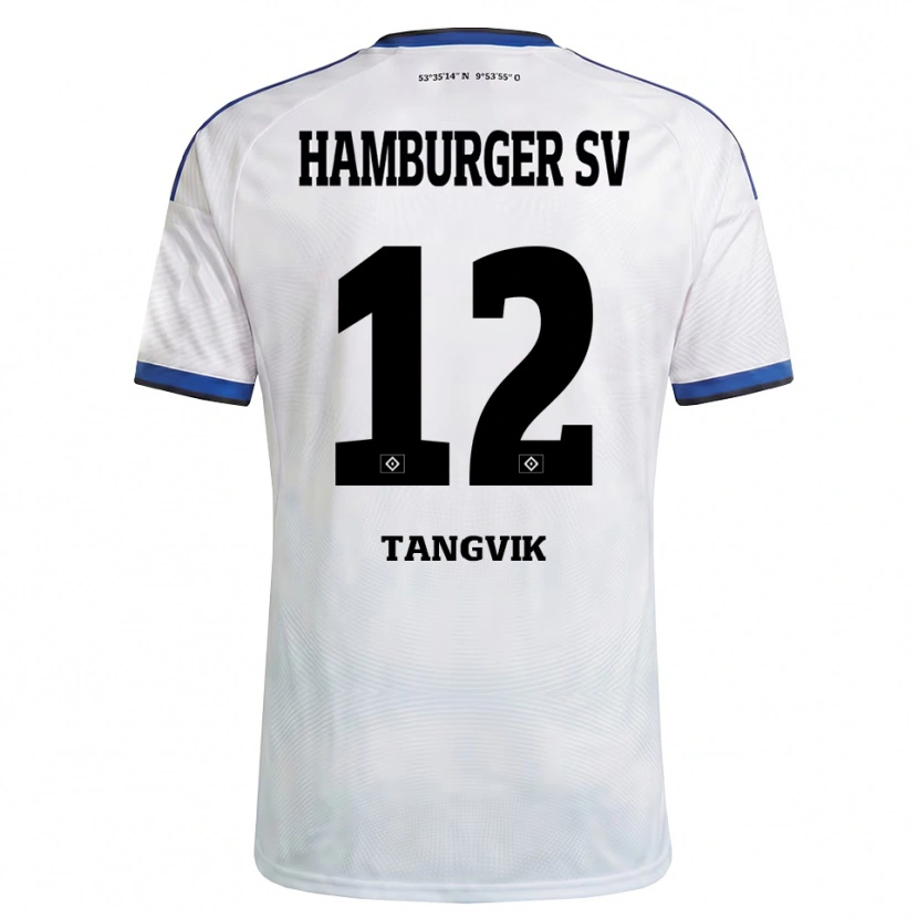 Danxen Enfant Maillot Sander Tangvik #12 Blanc Noir Bleu Tenues Domicile 2026/27 T-Shirt
