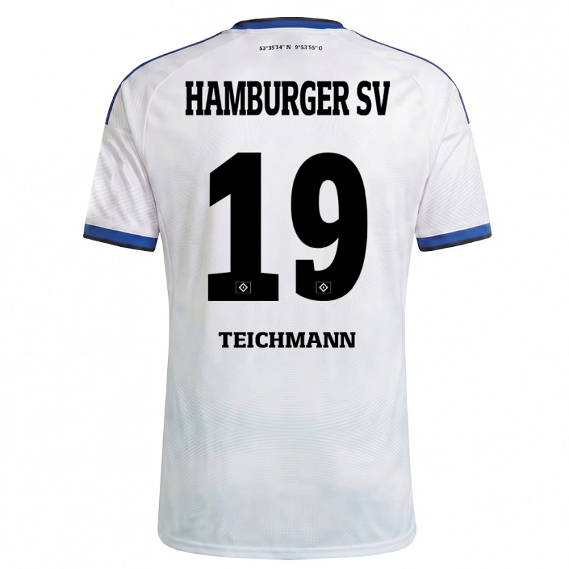 Danxen Enfant Maillot Mats Teichmann #19 Blanc Noir Bleu Tenues Domicile 2026/27 T-Shirt