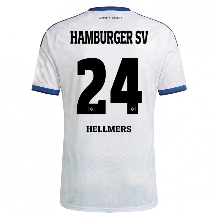Danxen Enfant Maillot Maximilian Hellmers #24 Blanc Noir Bleu Tenues Domicile 2026/27 T-Shirt