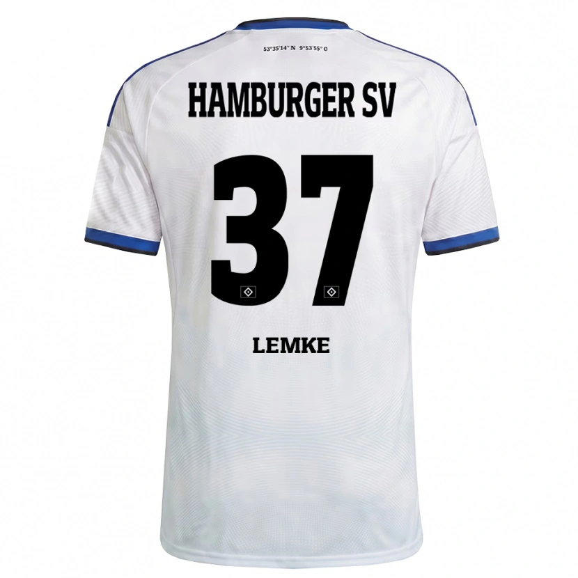 Danxen Enfant Maillot Louis Lemke #37 Blanc Noir Bleu Tenues Domicile 2026/27 T-Shirt
