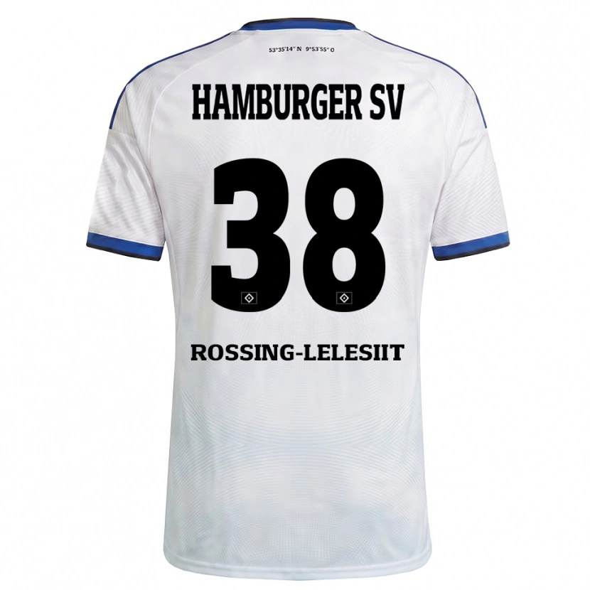 Danxen Enfant Maillot Alexander Røssing-Lelesiit #38 Blanc Noir Bleu Tenues Domicile 2026/27 T-Shirt