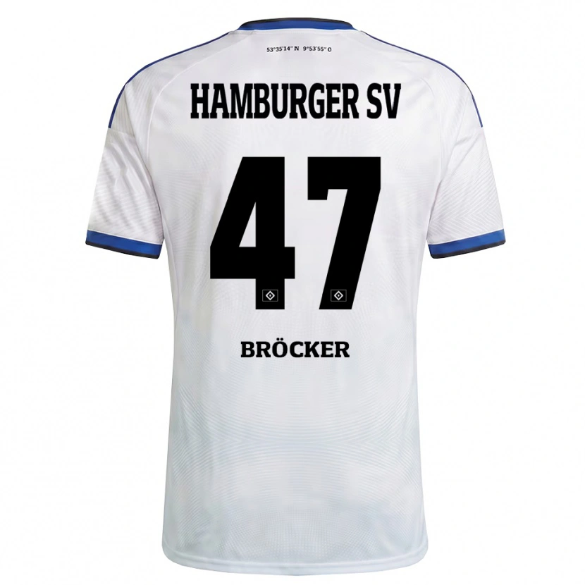 Danxen Enfant Maillot Mads Bröcker #47 Blanc Noir Bleu Tenues Domicile 2026/27 T-Shirt