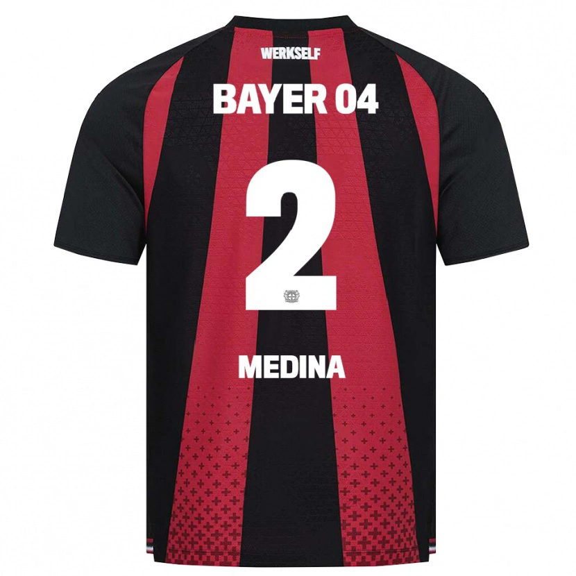 Danxen Enfant Maillot Facundo Medina #2 Noir Blanc Rouge Tenues Domicile 2026/27 T-Shirt