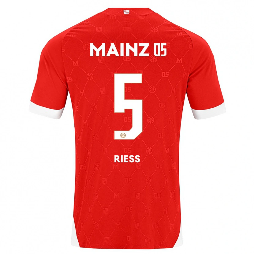Danxen Enfant Maillot Fabian Rieß #5 Rouge Blanc Tenues Domicile 2026/27 T-Shirt