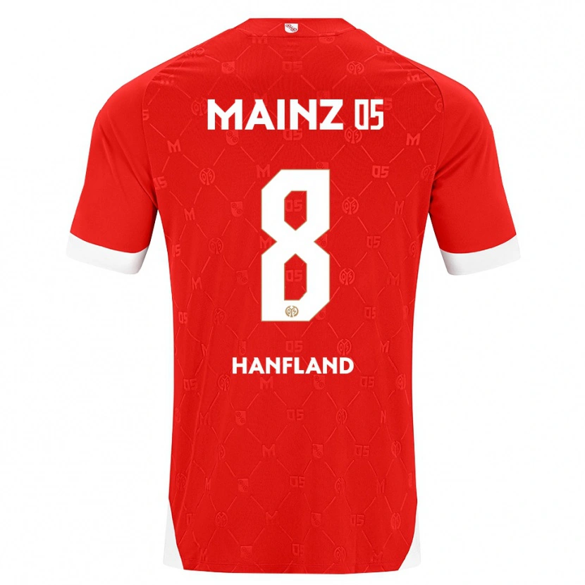 Danxen Enfant Maillot Paul Hanfland #8 Rouge Blanc Tenues Domicile 2026/27 T-Shirt