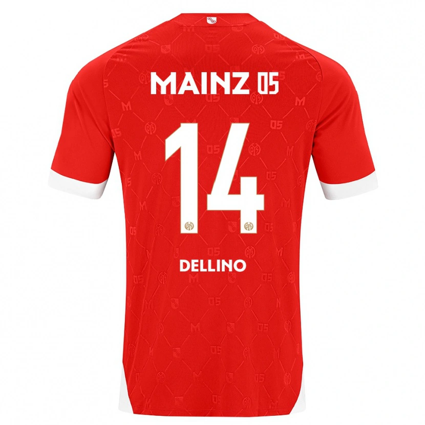 Danxen Enfant Maillot Luca Dellino #14 Rouge Blanc Tenues Domicile 2026/27 T-Shirt
