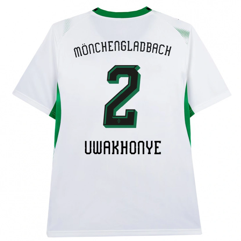 Danxen Enfant Maillot Joel Uwakhonye #2 Blanc Noir Vert Tenues Domicile 2026/27 T-Shirt