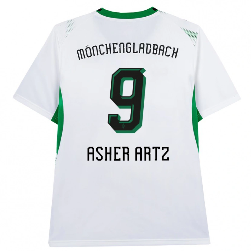 Danxen Enfant Maillot Asher Artz #9 Blanc Noir Vert Tenues Domicile 2026/27 T-Shirt