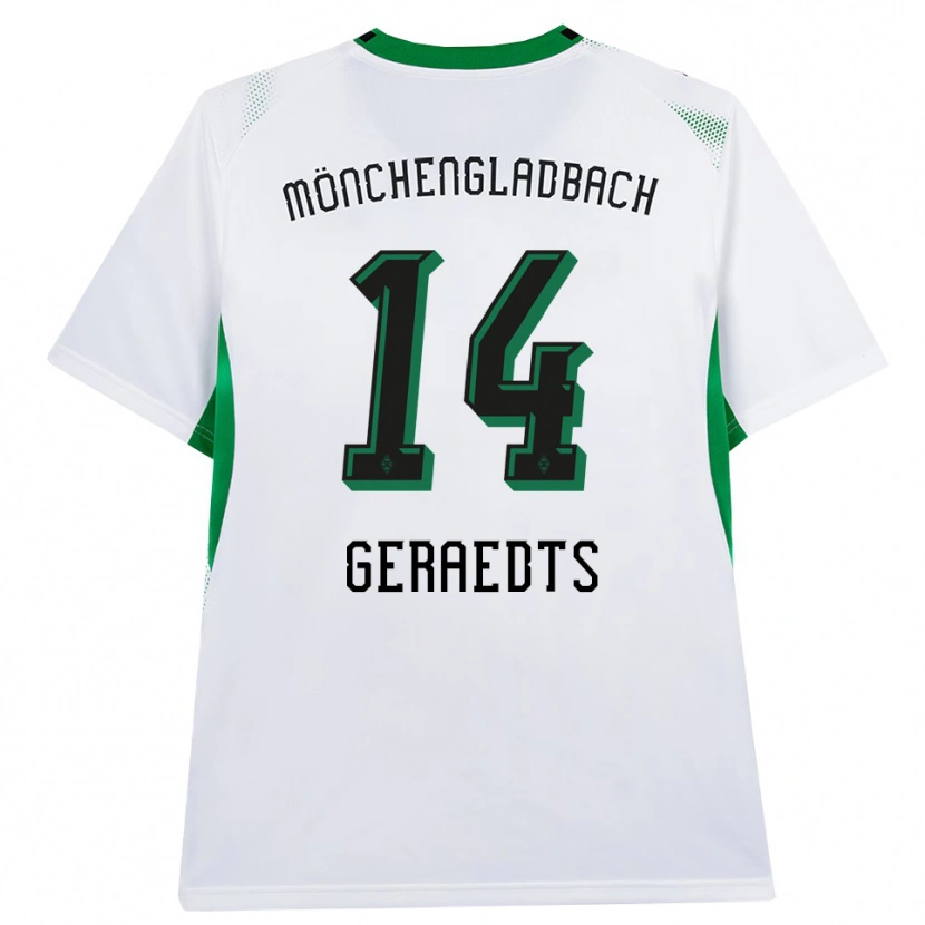 Danxen Enfant Maillot Kelsey Geraedts #14 Blanc Noir Vert Tenues Domicile 2026/27 T-Shirt