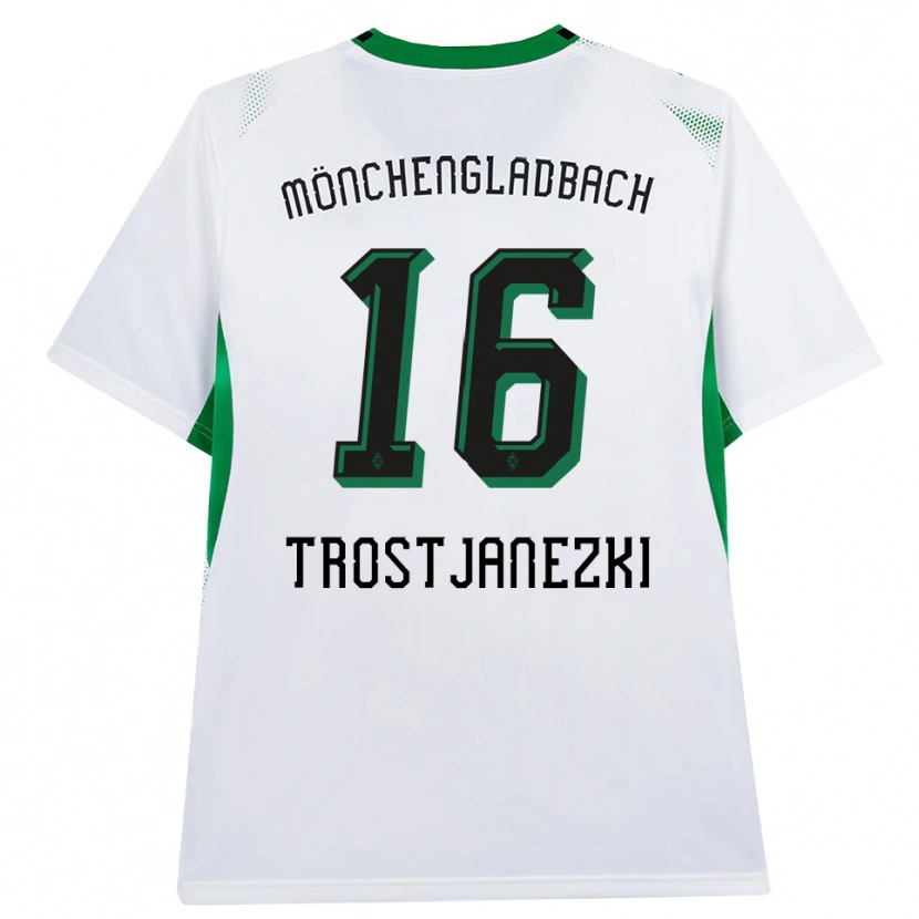 Danxen Enfant Maillot Noel Trostjanezki #16 Blanc Noir Vert Tenues Domicile 2026/27 T-Shirt