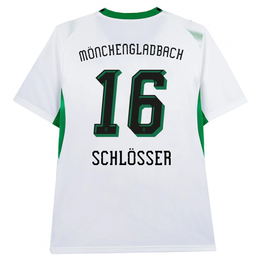 Danxen Enfant Maillot Felix Schlößer #16 Blanc Noir Vert Tenues Domicile 2026/27 T-Shirt