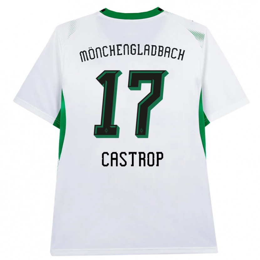 Danxen Enfant Maillot Jens Castrop #17 Blanc Noir Vert Tenues Domicile 2026/27 T-Shirt
