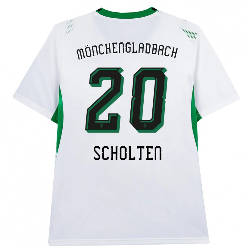 Danxen Enfant Maillot Kiki Scholten #20 Blanc Noir Vert Tenues Domicile 2026/27 T-Shirt