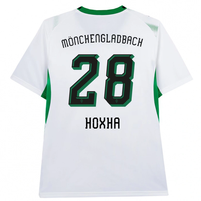 Danxen Enfant Maillot Flavjo Hoxha #28 Blanc Noir Vert Tenues Domicile 2026/27 T-Shirt