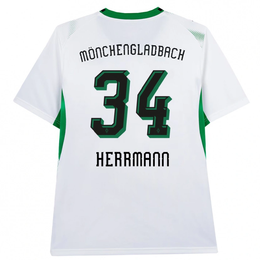 Danxen Enfant Maillot Charles Herrmann #34 Blanc Noir Vert Tenues Domicile 2026/27 T-Shirt
