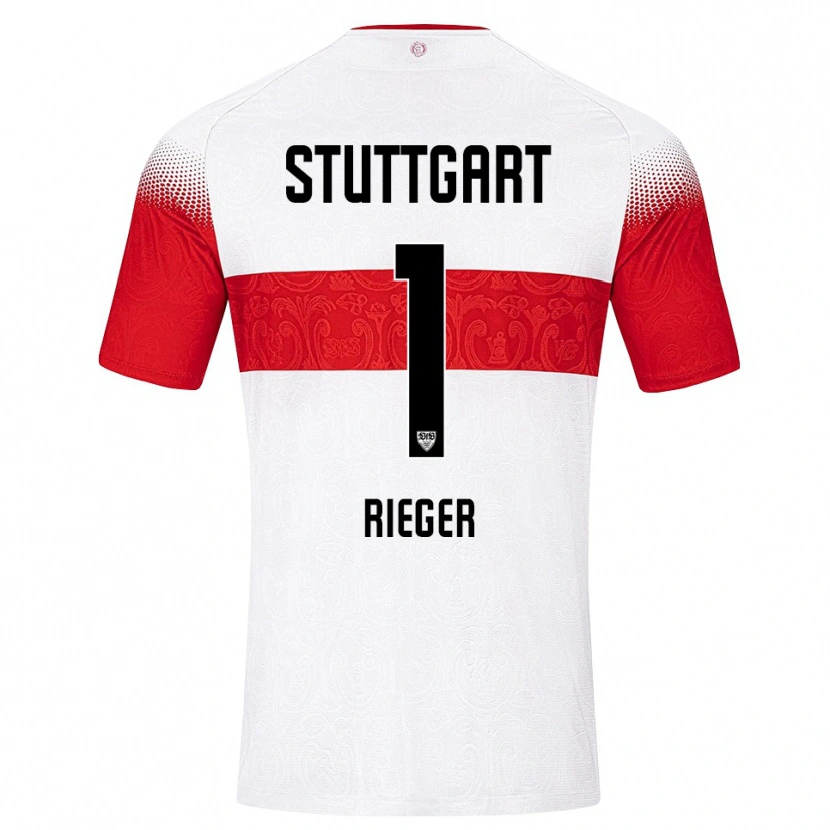 Danxen Enfant Maillot Nico Rieger #1 Blanc Rouge Jaune Tenues Domicile 2026/27 T-Shirt