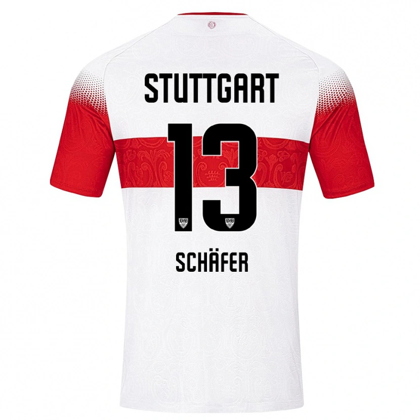 Danxen Enfant Maillot Moritz Schäfer #13 Blanc Rouge Jaune Tenues Domicile 2026/27 T-Shirt