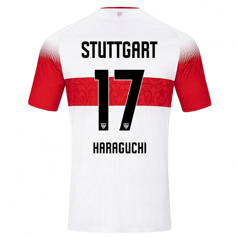 Danxen Enfant Maillot Genki Haraguchi #17 Blanc Rouge Jaune Tenues Domicile 2026/27 T-Shirt