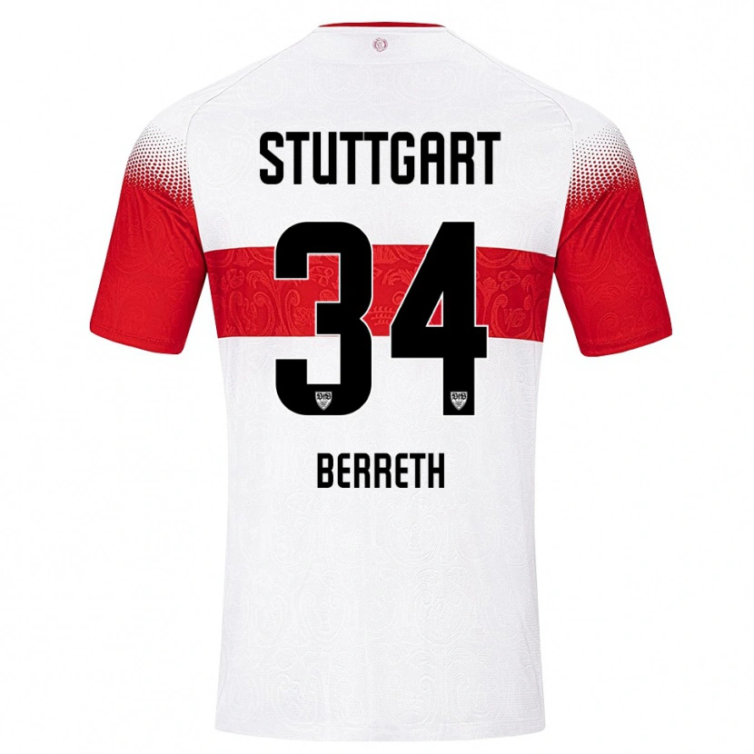 Danxen Enfant Maillot Luca Berreth #34 Blanc Rouge Jaune Tenues Domicile 2026/27 T-Shirt