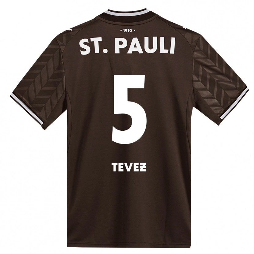 Danxen Enfant Maillot Federico Tevez #5 Café Blanc Tenues Domicile 2026/27 T-Shirt