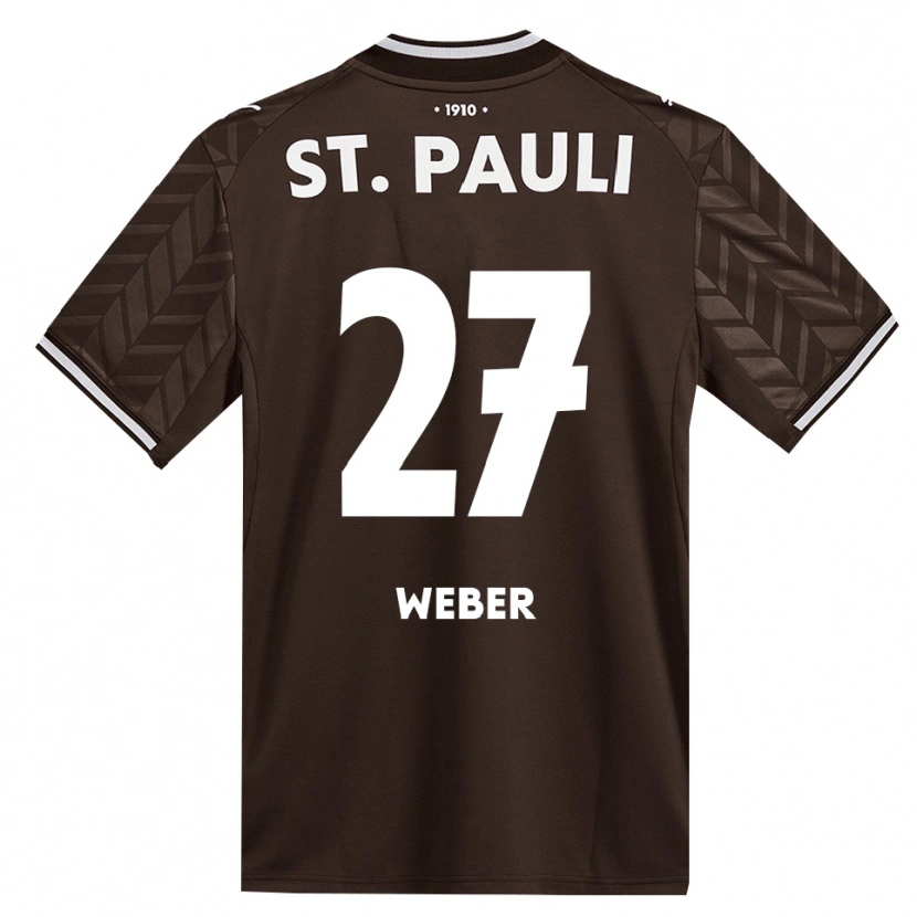 Danxen Enfant Maillot Hugo Weber #27 Café Blanc Tenues Domicile 2026/27 T-Shirt
