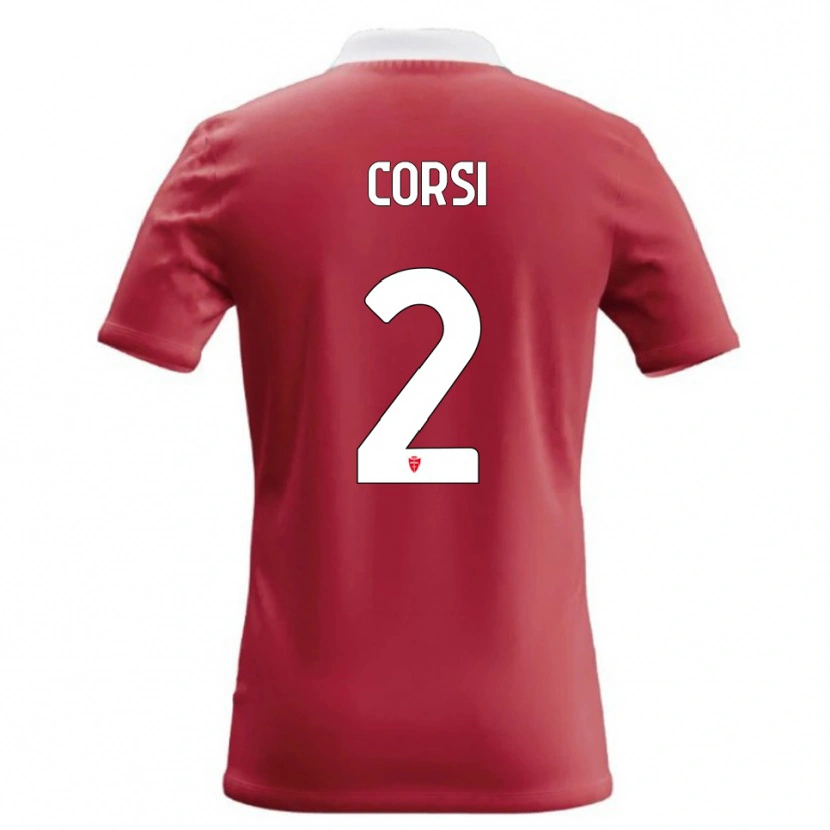 Danxen Enfant Maillot Giovanni Corsi #2 Rouge Blanc Tenues Domicile 2026/27 T-Shirt