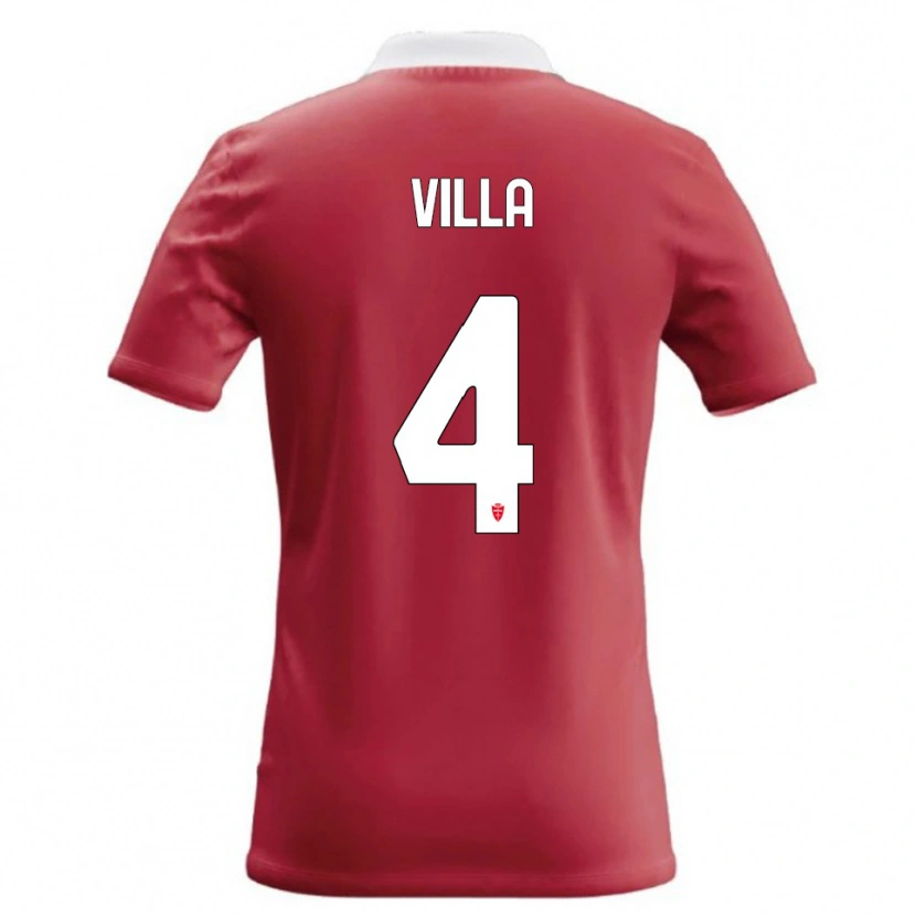 Danxen Enfant Maillot Manuel Villa #4 Rouge Blanc Tenues Domicile 2026/27 T-Shirt