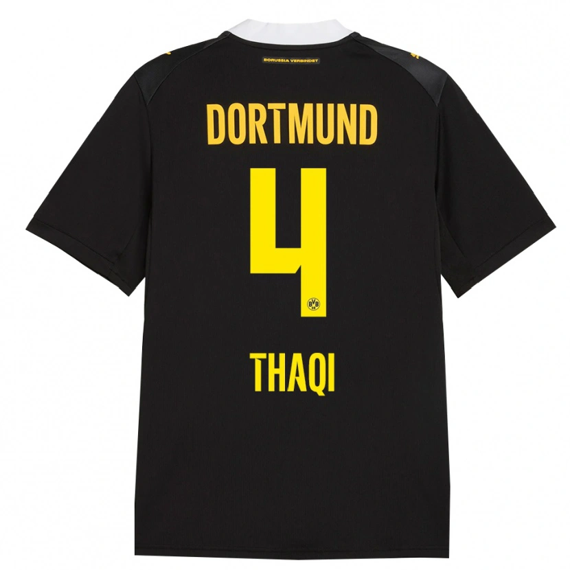 Danxen Enfant Maillot Albin Thaqi #4 Noir Rouge Jaune Tenues Extérieur 2026/27 T-Shirt