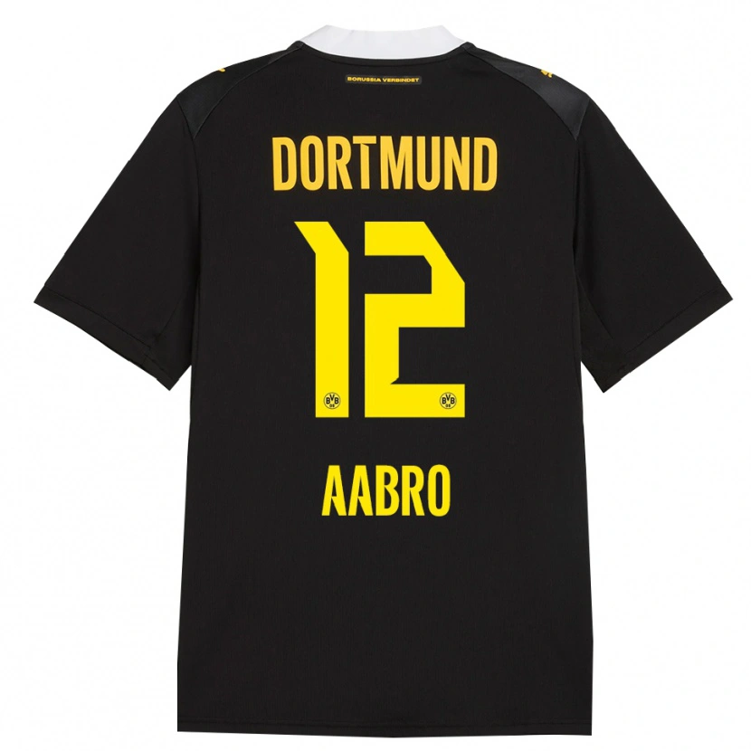 Danxen Enfant Maillot Gustav Aabro #12 Noir Rouge Jaune Tenues Extérieur 2026/27 T-Shirt