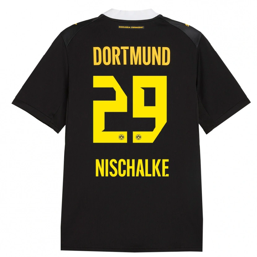 Danxen Enfant Maillot Jermain Nischalke #29 Noir Rouge Jaune Tenues Extérieur 2026/27 T-Shirt