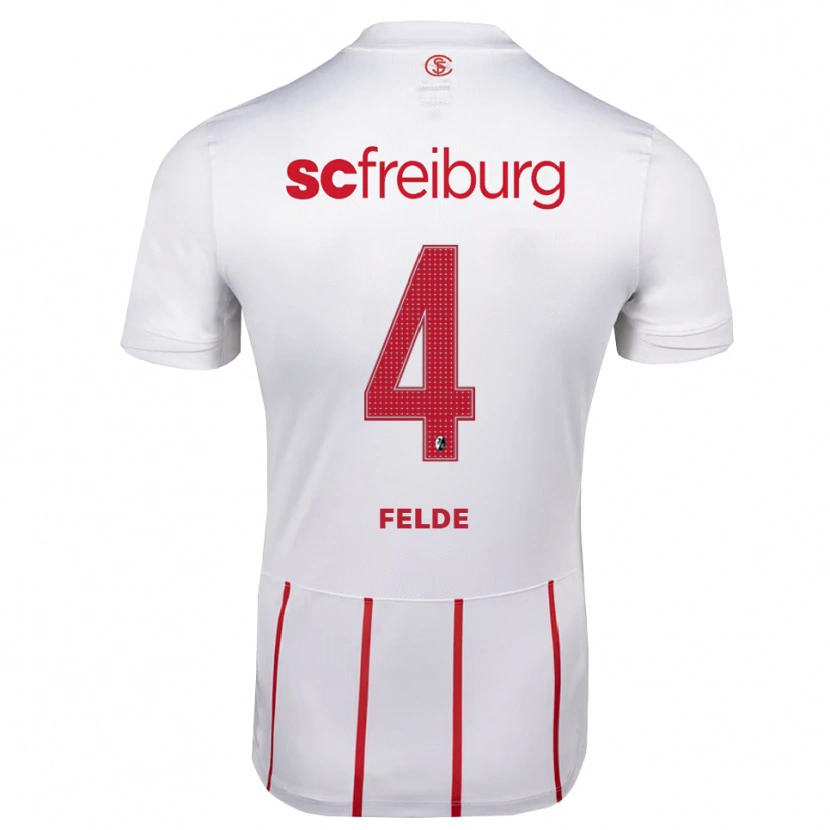 Danxen Enfant Maillot Meret Felde #4 Blanc Rouge Jaune Tenues Extérieur 2026/27 T-Shirt