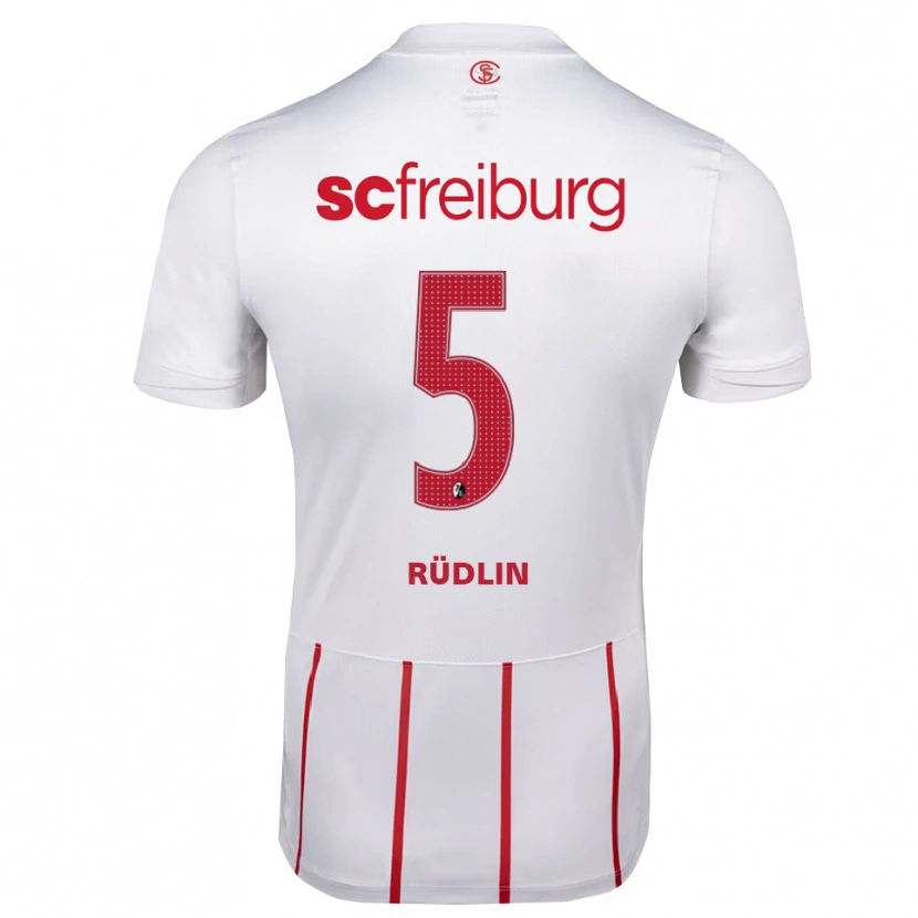 Danxen Enfant Maillot Fabian Rüdlin #5 Blanc Rouge Jaune Tenues Extérieur 2026/27 T-Shirt