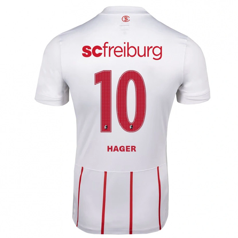 Danxen Enfant Maillot Marc Hager #10 Blanc Rouge Jaune Tenues Extérieur 2026/27 T-Shirt