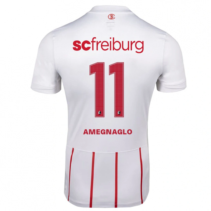 Danxen Enfant Maillot David Amegnaglo #11 Blanc Rouge Jaune Tenues Extérieur 2026/27 T-Shirt