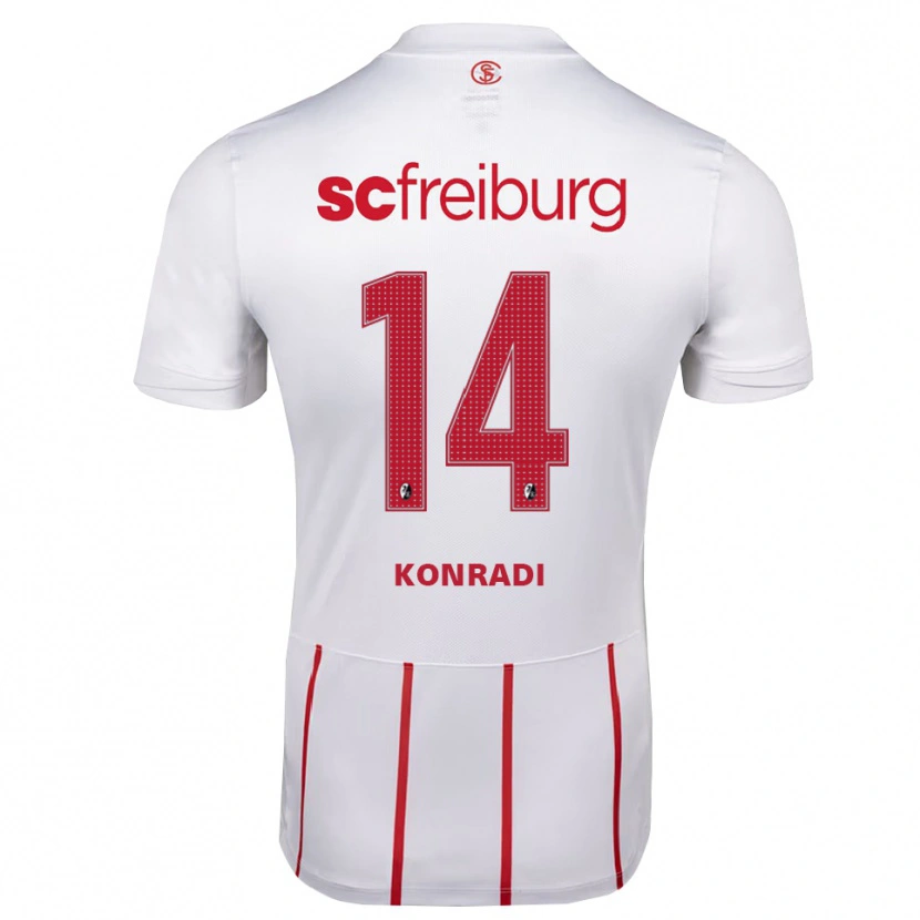 Danxen Enfant Maillot Lennart Konradi #14 Blanc Rouge Jaune Tenues Extérieur 2026/27 T-Shirt