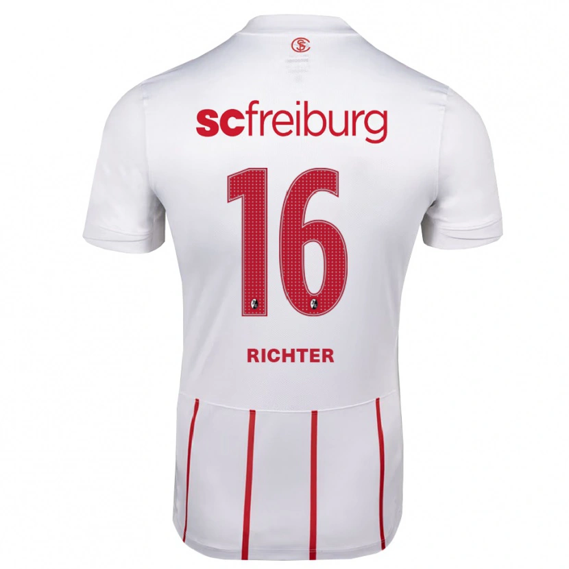 Danxen Enfant Maillot Tom Richter #16 Blanc Rouge Jaune Tenues Extérieur 2026/27 T-Shirt