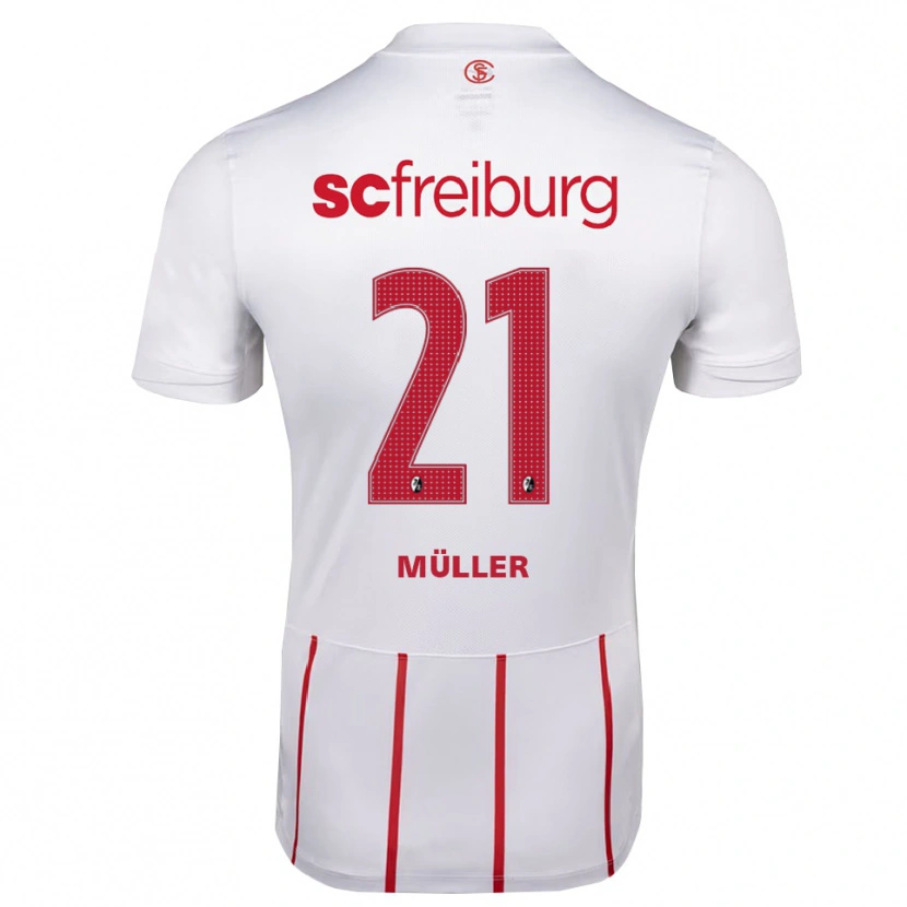 Danxen Enfant Maillot Florian Müller #21 Blanc Rouge Jaune Tenues Extérieur 2026/27 T-Shirt