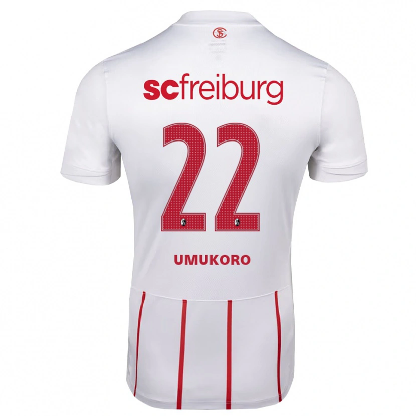 Danxen Enfant Maillot Jayden Umukoro #22 Blanc Rouge Jaune Tenues Extérieur 2026/27 T-Shirt