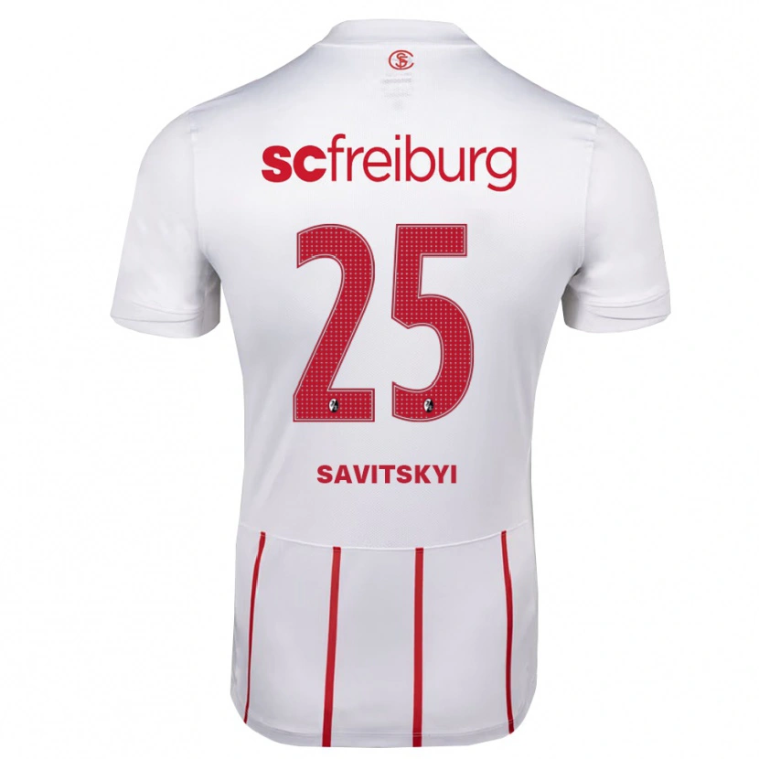 Danxen Enfant Maillot Kiril Savitskyi #25 Blanc Rouge Jaune Tenues Extérieur 2026/27 T-Shirt