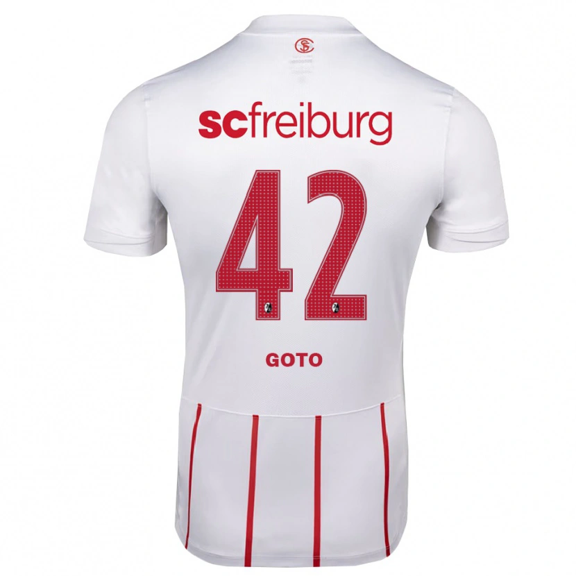 Danxen Enfant Maillot Keisuke Goto #42 Blanc Rouge Jaune Tenues Extérieur 2026/27 T-Shirt