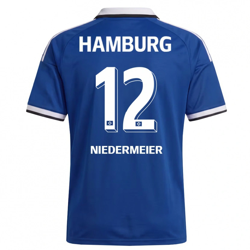 Danxen Enfant Maillot Philipp Niedermeier #12 Blanc Bleu Tenues Extérieur 2026/27 T-Shirt