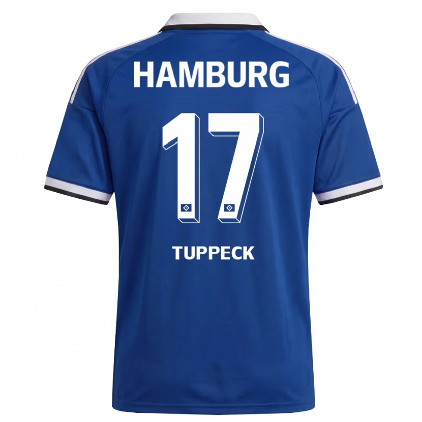 Danxen Enfant Maillot Niklas Tuppeck #17 Blanc Bleu Tenues Extérieur 2026/27 T-Shirt