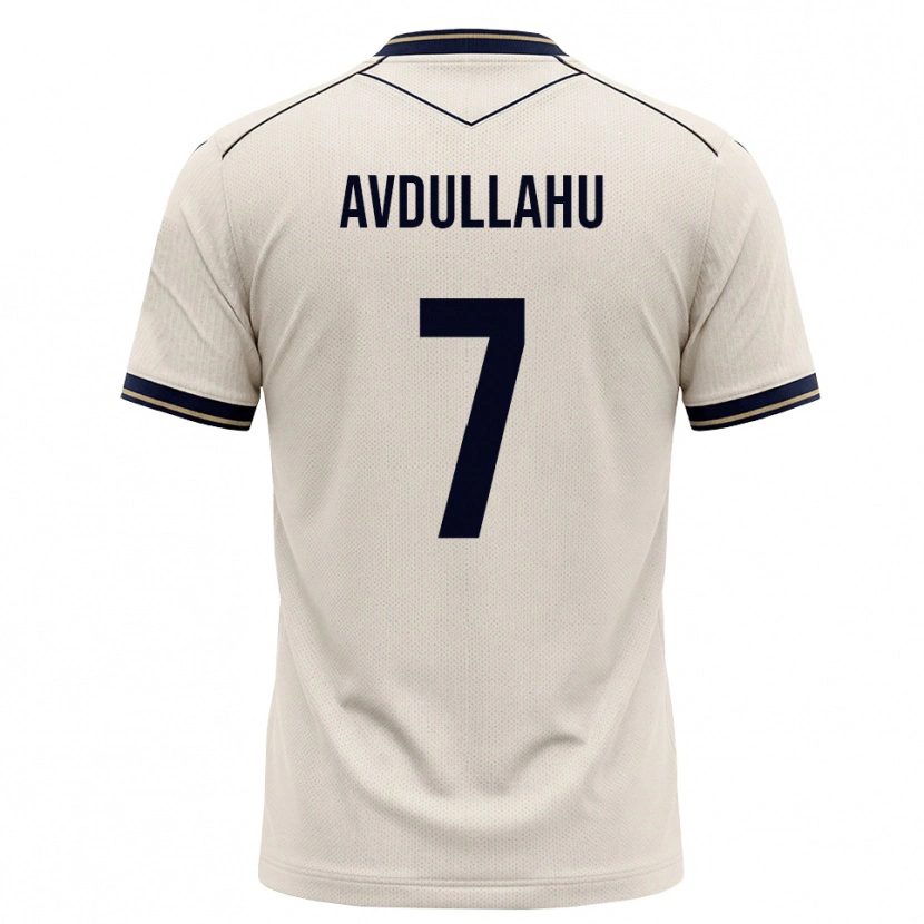 Danxen Enfant Maillot Leon Avdullahu #7 Blanc Cassé Bleu Encre Tenues Extérieur 2026/27 T-Shirt