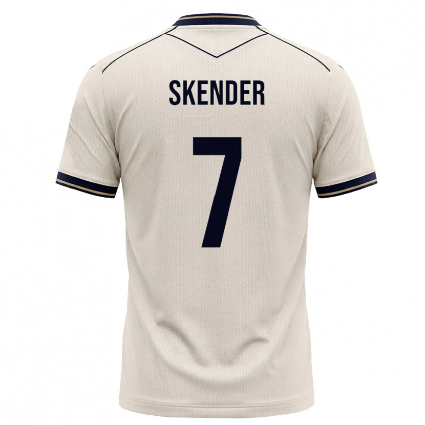 Danxen Enfant Maillot Alexandros Skender #7 Blanc Cassé Bleu Encre Tenues Extérieur 2026/27 T-Shirt