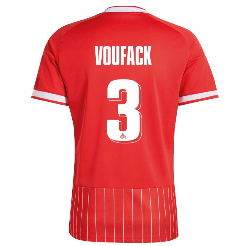 Danxen Enfant Maillot Lionel Voufack #3 Rouge Blanc Vert Tenues Extérieur 2026/27 T-Shirt