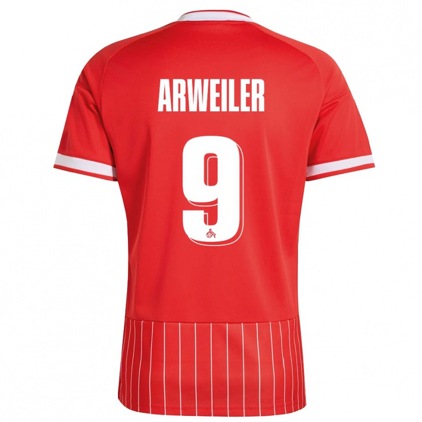 Danxen Enfant Maillot Jonas Arweiler #9 Rouge Blanc Vert Tenues Extérieur 2026/27 T-Shirt