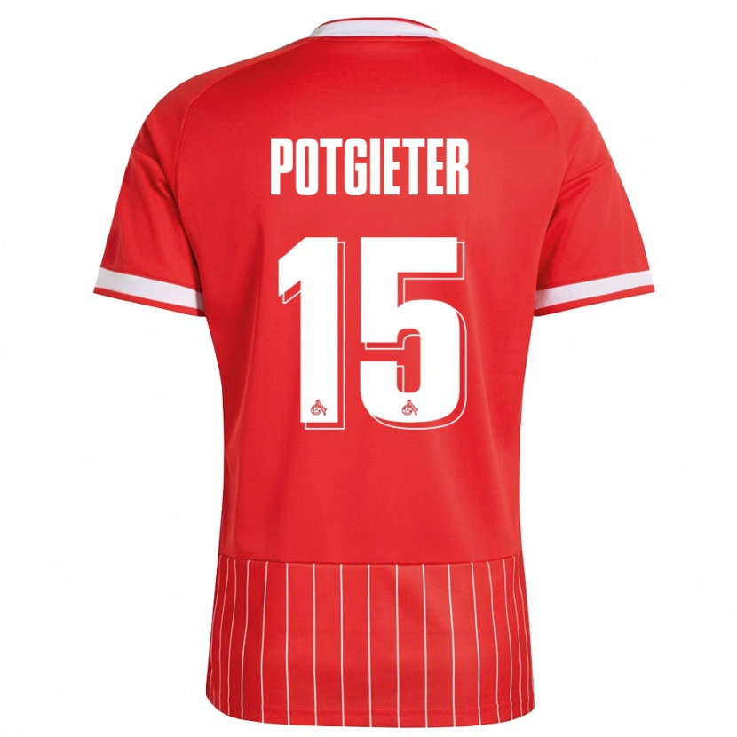 Danxen Enfant Maillot Jaylen Potgieter #15 Rouge Blanc Vert Tenues Extérieur 2026/27 T-Shirt
