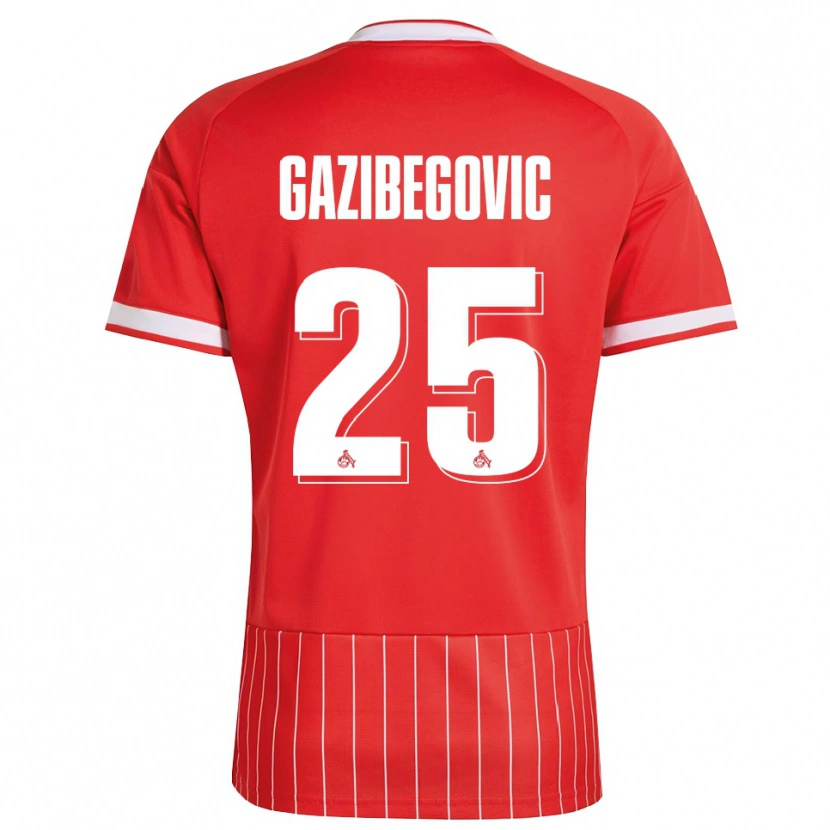 Danxen Enfant Maillot Jusuf Gazibegovic #25 Rouge Blanc Vert Tenues Extérieur 2026/27 T-Shirt