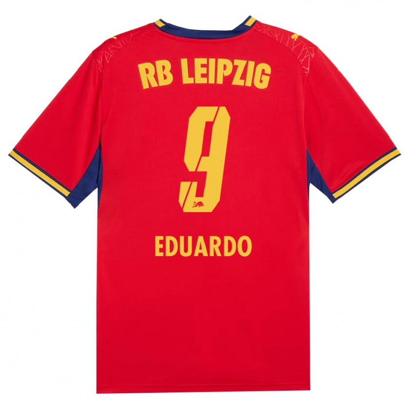 Danxen Enfant Maillot Yannick Eduardo #9 Rouge Jaune Bleu Roi Tenues Extérieur 2026/27 T-Shirt